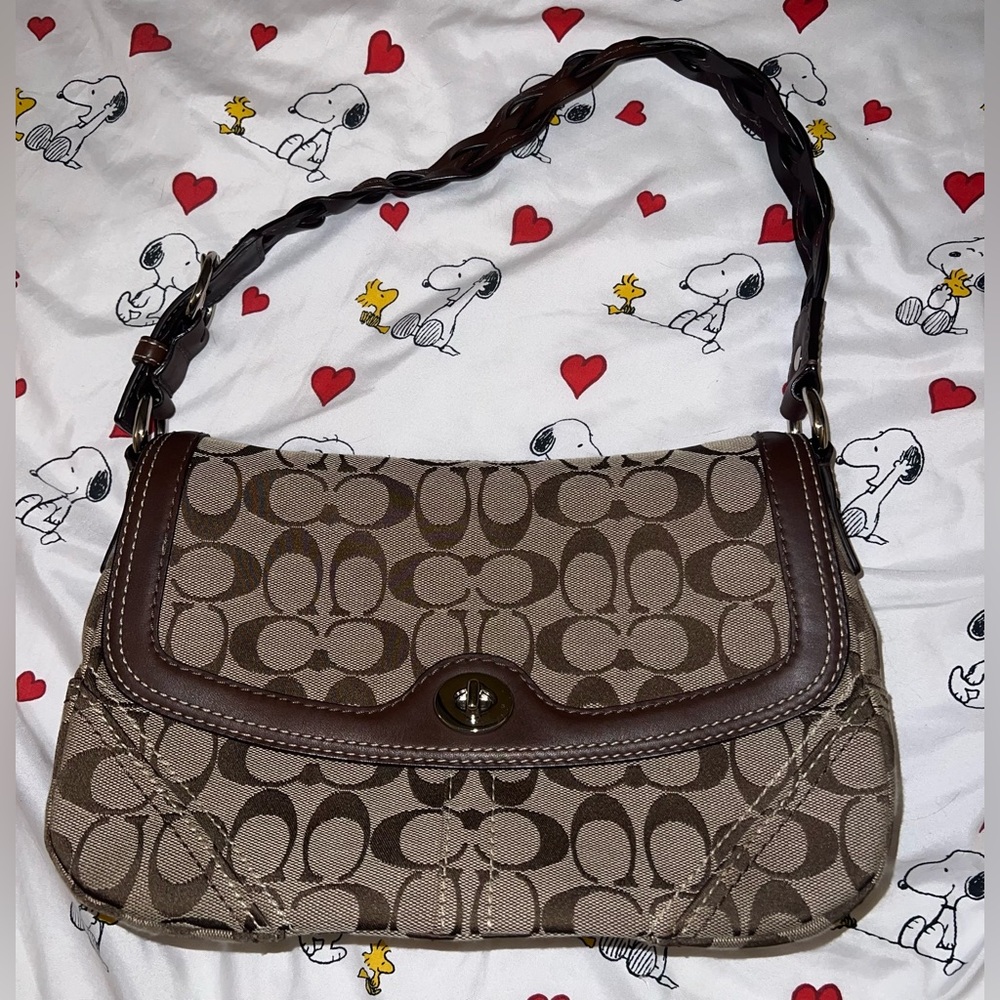 Coach Chelsea Signature C Braided Brown Patterned Shoulder Bag y2k NWOT VINTAGE